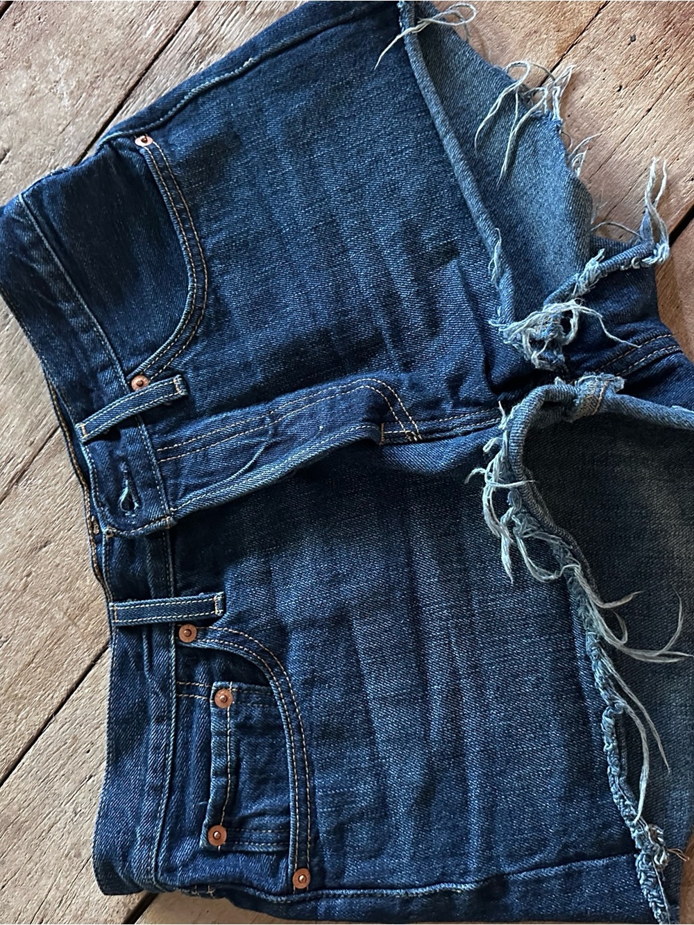 Women’s High-Rise Dark Blue Denim Cutoff Shorts